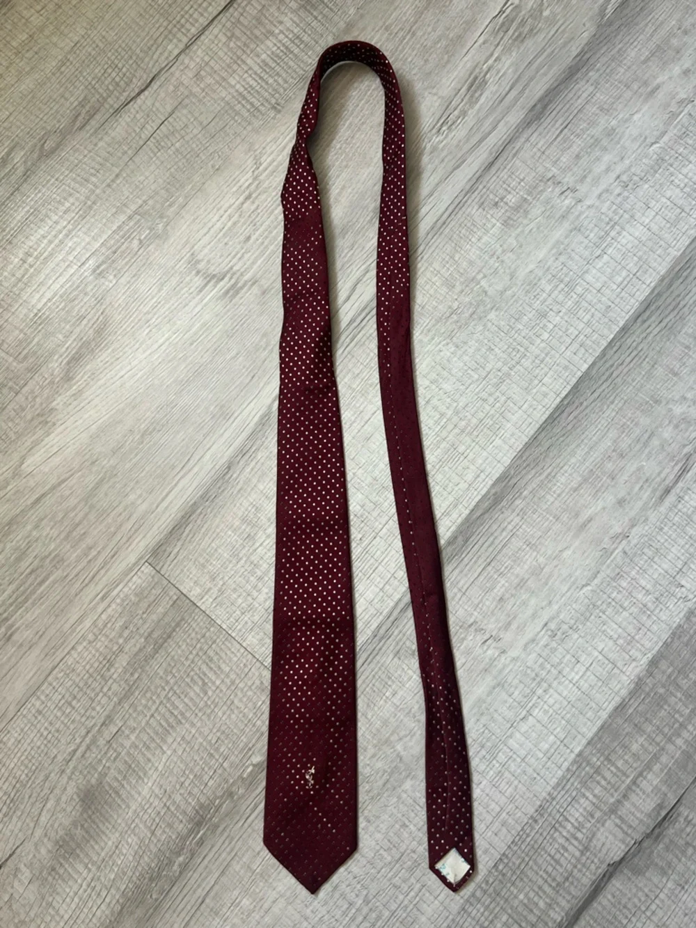VINTAGE YSL SAINT LAURENT Men's Burgundy Polka Dot Tie - Classic Dress Tie